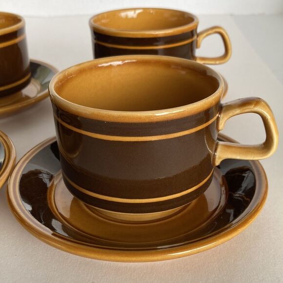 Vintage MCM Royal‎ Alma Staffordshire Ironware Cups and Sucers Set of 4 - Picture 4 of 16